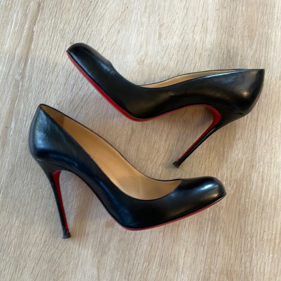 Louboutin Fifi 100MM Black Kid Leather - 37.5 - Picture 6 of 9